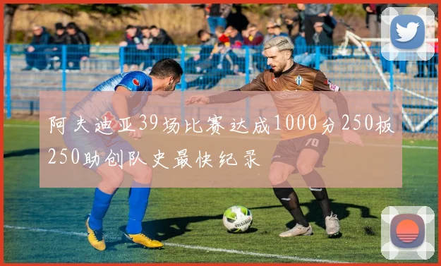 阿夫迪亚39场比赛达成1000分250板250助创队史最快纪录